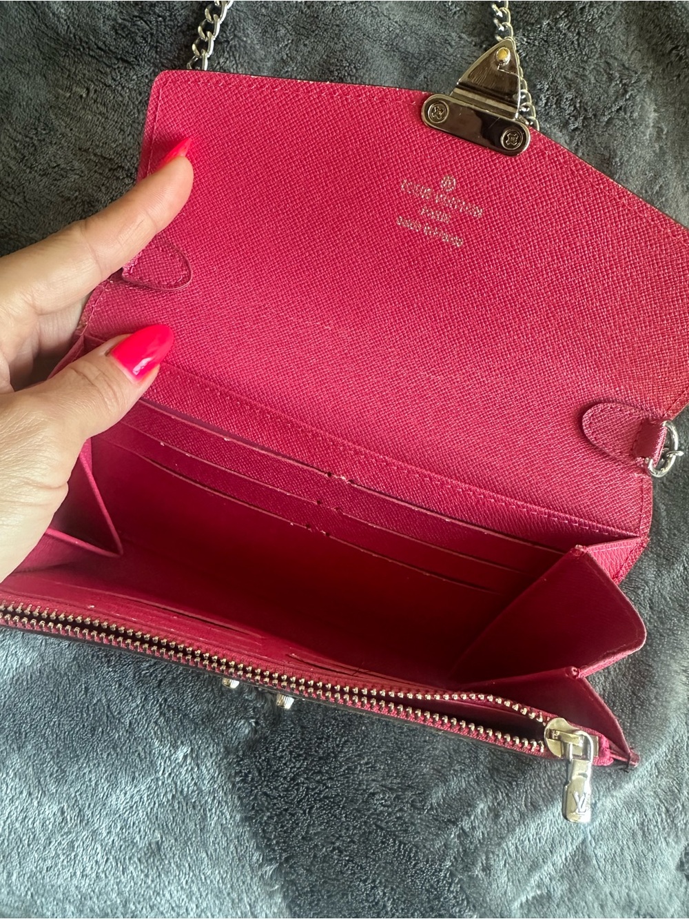 Louis Vuitton Pink and Brown Monogram Chain Wallet - Picture 3 of 4